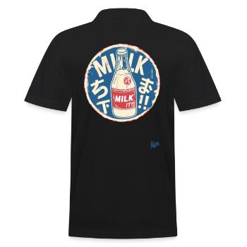 Japanische Milch in der Flasche - Männer Poloshirt - Schwarz - Hinten - Kai (181cm)