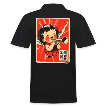 Mignon petit ange avec trompette - Polo Homme - noir - Dos - Kai (181cm)