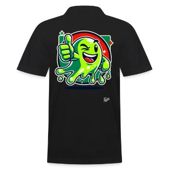 Green Slime Monster with Thumbs Up - Men's Polo Shirt - black - Back - Kai (181cm)