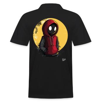 Mystérieux personnage de dessin animé en sweat à capuche rouge - Polo Homme - noir - Dos - Kai (181cm)
