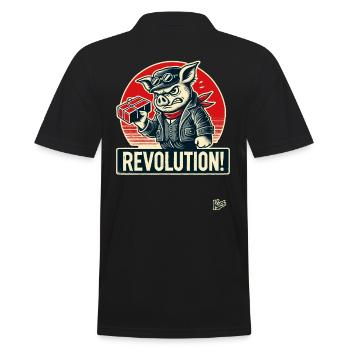 Rétro ouvrier cochon drôle révolution - Polo Homme - noir - Dos - Kai (181cm)