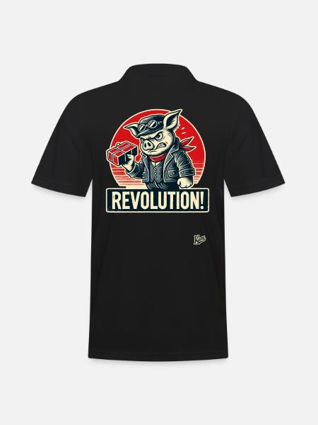 Rétro ouvrier cochon drôle révolution - Polo Homme - noir
