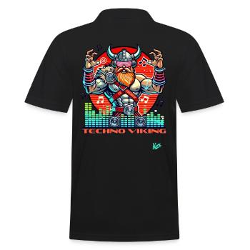 Techno-Musik Wikinger - Männer Poloshirt - Schwarz - Hinten - Kai (181cm)