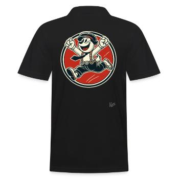 Cheerful Retro Dog Boy - Men's Polo Shirt - black - Back - Kai (181cm)