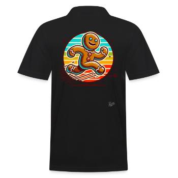 Lauf weg Lebkuchenmann - Männer Poloshirt - Schwarz - Hinten - Kai (181cm)