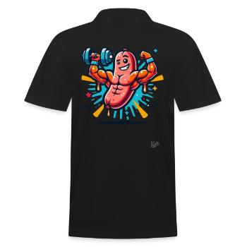 Muskel-Bodybuilder Kraft-Wurst - Männer Poloshirt - Schwarz - Hinten - Kai (181cm)