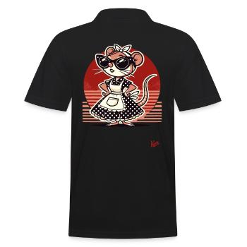 Coole Mäuse, eine Maus Hausfrau - Männer Poloshirt - Schwarz - Hinten - Kai (181cm)
