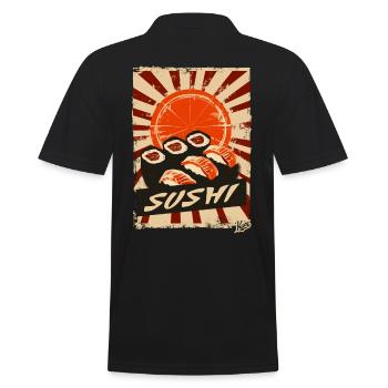 Soleil rétro vintage et sushis - Polo Homme - noir - Dos - Kai (181cm)