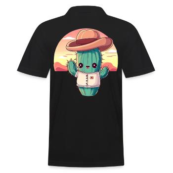 Kawaii cowboy cactus in sunset - Men's Polo Shirt - black - Back - Kai (181cm)