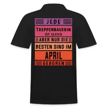 Zimmermann Geburtstag April geboren Treppenbauerin - Männer Poloshirt - Schwarz - Hinten - Kai (181cm)