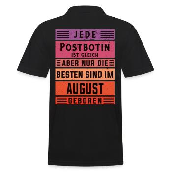 Briefbote Geburtstag August geboren Postbotin - Männer Poloshirt - Schwarz - Hinten - Kai (181cm)