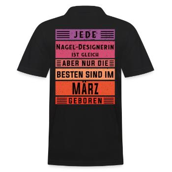 Nagelstudio Geburtstag März geboren - Männer Poloshirt - Schwarz - Hinten - Kai (181cm)