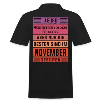 Drucker Geburtstag November geboren - Männer Poloshirt - Schwarz - Hinten - Kai (181cm)