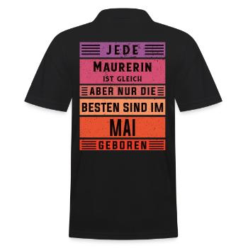 Maurerin Geburtstag Mai geboren Handwerker - Männer Poloshirt - Schwarz - Hinten - Kai (181cm)