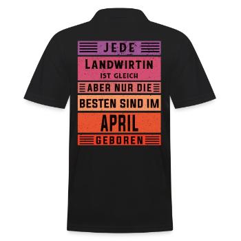 Bauern Geburtstag April geboren Landwirtin - Männer Poloshirt - Schwarz - Hinten - Kai (181cm)