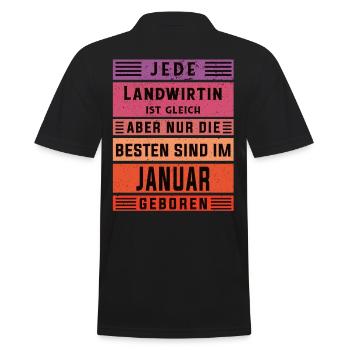 Bauern Geburtstag Januar geboren Landwirtin - Männer Poloshirt - Schwarz - Hinten - Kai (181cm)