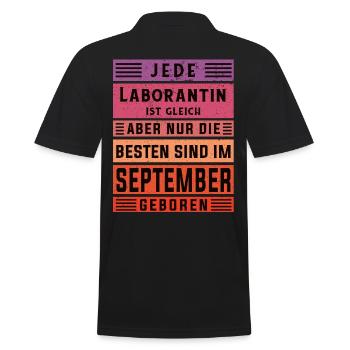 Chemiker Geburtstag September geboren Laborantin - Männer Poloshirt - Schwarz - Hinten - Kai (181cm)