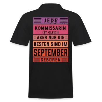 Polizist Geburtstag September geboren Kommissarin - Männer Poloshirt - Schwarz - Hinten - Kai (181cm)