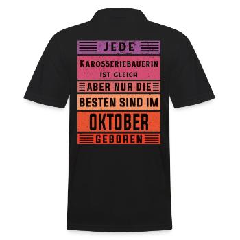 Autoschlosser Geburtstag Oktober geboren - Männer Poloshirt - Schwarz - Hinten - Kai (181cm)