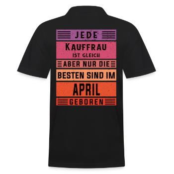 Einzelhändler Geburtstag April geboren Kauffrau - Männer Poloshirt - Schwarz - Hinten - Kai (181cm)