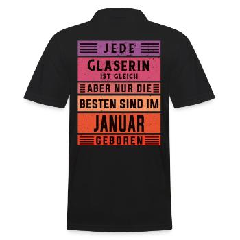 Glaserinei Geburtstag Januar geboren Glaserin - Männer Poloshirt - Schwarz - Hinten - Kai (181cm)
