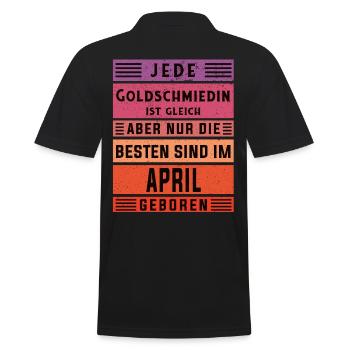 Juwelier Geburtstag April geboren Goldschmiedin - Männer Poloshirt - Schwarz - Hinten - Kai (181cm)