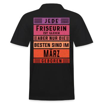 Haarstylist Geburtstag März geboren Friseurin - Männer Poloshirt - Schwarz - Hinten - Kai (181cm)