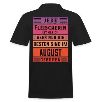 Metzger Geburtstag August geboren Fleischerin - Männer Poloshirt - Schwarz - Hinten - Kai (181cm)