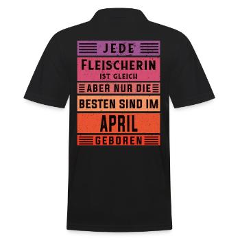 Metzger Geburtstag April geboren Fleischerin - Männer Poloshirt - Schwarz - Hinten - Kai (181cm)