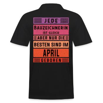 Ingenieur Geburtstag April geboren Bauzeichnerin - Männer Poloshirt - Schwarz - Hinten - Kai (181cm)