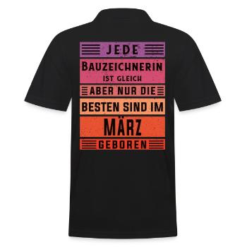 Ingenieur Geburtstag März geboren Bauzeichnerin - Männer Poloshirt - Schwarz - Hinten - Kai (181cm)