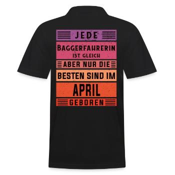 Bagger-Fahrer Geburtstag April geboren - Männer Poloshirt - Schwarz - Hinten - Kai (181cm)