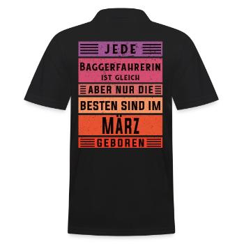 Bagger-Fahrer Geburtstag März geboren - Männer Poloshirt - Schwarz - Hinten - Kai (181cm)
