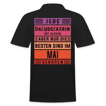 Handwerker Geburtstag Mai geboren Dachdeckerin - Männer Poloshirt - Schwarz - Hinten - Kai (181cm)