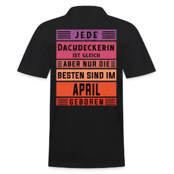 Handwerker Geburtstag April geboren Dachdeckerin - Männer Poloshirt - Schwarz - Hinten - Kai (181cm)