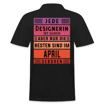 Illustrator Geburtstag April geboren Designerin - Männer Poloshirt - Schwarz - Hinten - Kai (181cm)