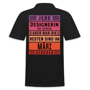 Illustrator Geburtstag März geboren Designerin - Männer Poloshirt - Schwarz - Hinten - Kai (181cm)