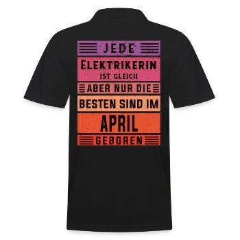 Elektriker Geburtstag April geboren Elektrikerin - Männer Poloshirt - Schwarz - Hinten - Kai (181cm)