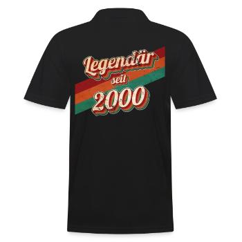 2000 Jahrgang Geburtstag Mann Frauen 2000 geboren - Männer Poloshirt - Schwarz - Hinten - Kai (181cm)