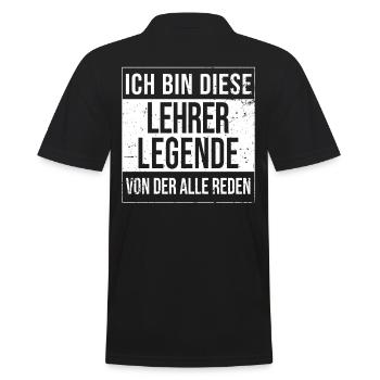 Schule Geburtstag geboren Legende Lehrer - Männer Poloshirt - Schwarz - Hinten - Kai (181cm)