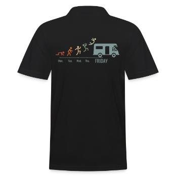 Motorhome Driver Camping Car Weekend Vintage - Men's Polo Shirt - black - Back - Kai (181cm)