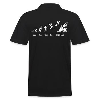 MTB Mountainbike MTB Fahrrad Wochenende - Männer Poloshirt - Schwarz - Hinten - Kai (181cm)