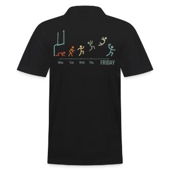 Football Player Rugby-ball Game Vintage Weekend - Men's Polo Shirt - black - Back - Kai (181cm)