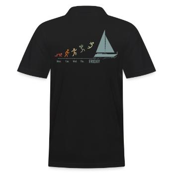 Sailboat Sailing Ship Sailing Yacht Vintage - Men's Polo Shirt - black - Back - Kai (181cm)