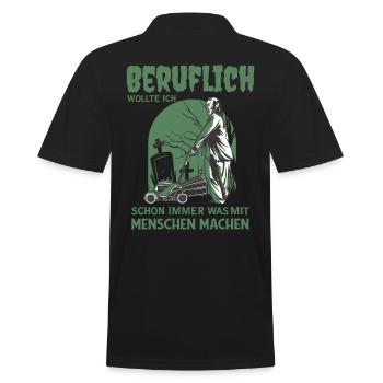 Grabpfleger Friedhof Landschaftsgärtner - Männer Poloshirt - Schwarz - Hinten - Kai (181cm)