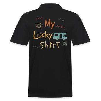 motorhome driver camping car funny vintage - Men's Polo Shirt - black - Back - Kai (181cm)