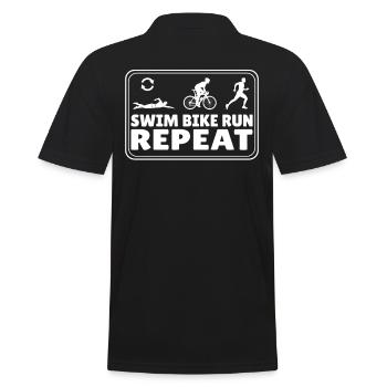 Triathlet Laufen Schwimmen Fahrrad Fahrer Repeat - Männer Poloshirt - Schwarz - Hinten - Kai (181cm)