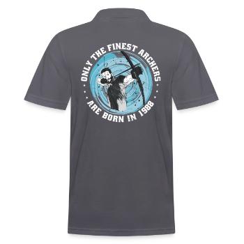 Archer Birthday born 1988 - Men's Polo Shirt - charcoal grey - Back - Nico (186cm)