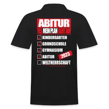 Abi 2023 Abitur bestanden WELTHERRSCHAFT Abitur - Männer Poloshirt - Schwarz - Hinten - Kai (181cm)