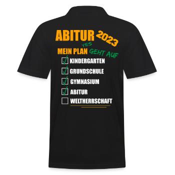 Abi 2023 Abitur Prüfung bestanden WELTHERRSCHAFT - Männer Poloshirt - Schwarz - Hinten - Kai (181cm)
